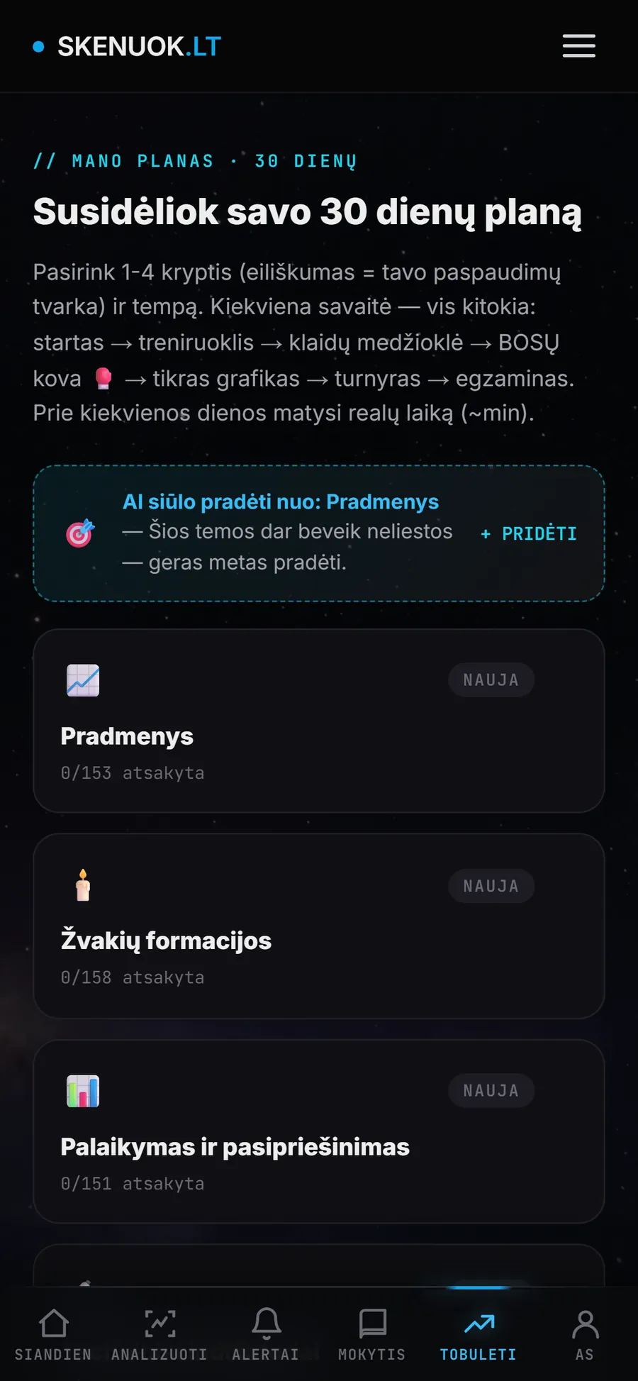 Tobulėti: asmeninis 30 dienų planas pagal silpnąsias temas